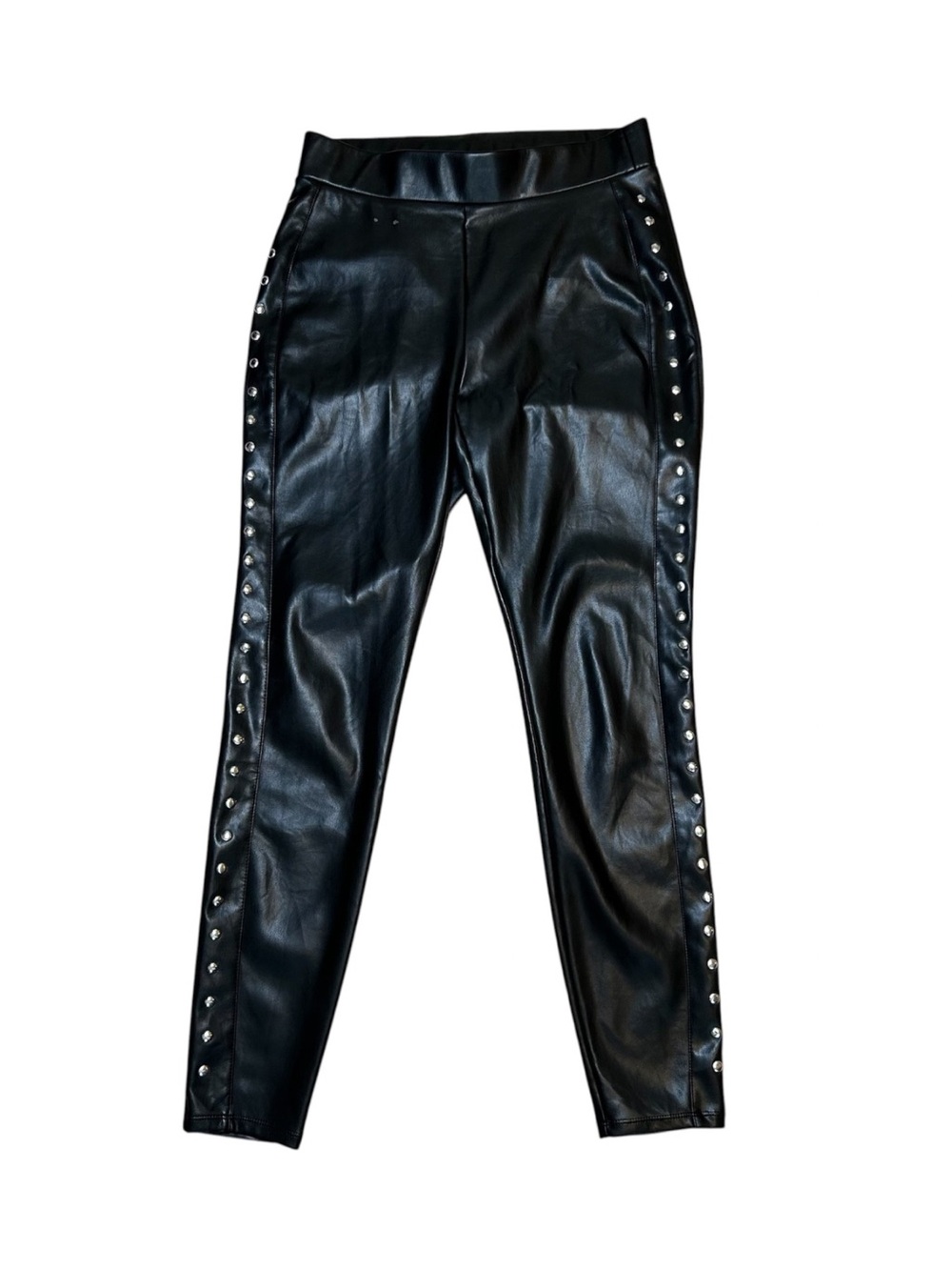 Bar 111 Womens pleather leggings pants black silver studs medium high rise #301